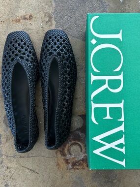 J. Crew Black - Quinn, Woven Slip-On Ballet Flats, sold out